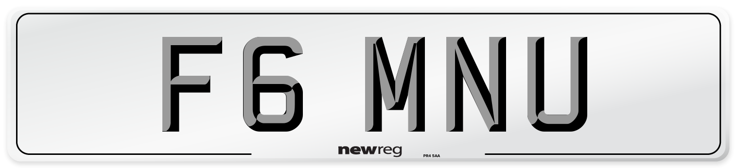 F6 MNU Number Plate from New Reg